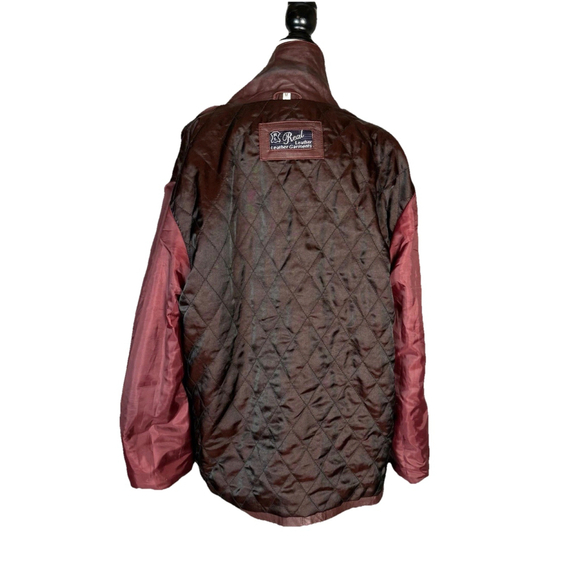 Vintage Real Leather Maroon Jacket with Gold Buttons - Picture 7 of 10